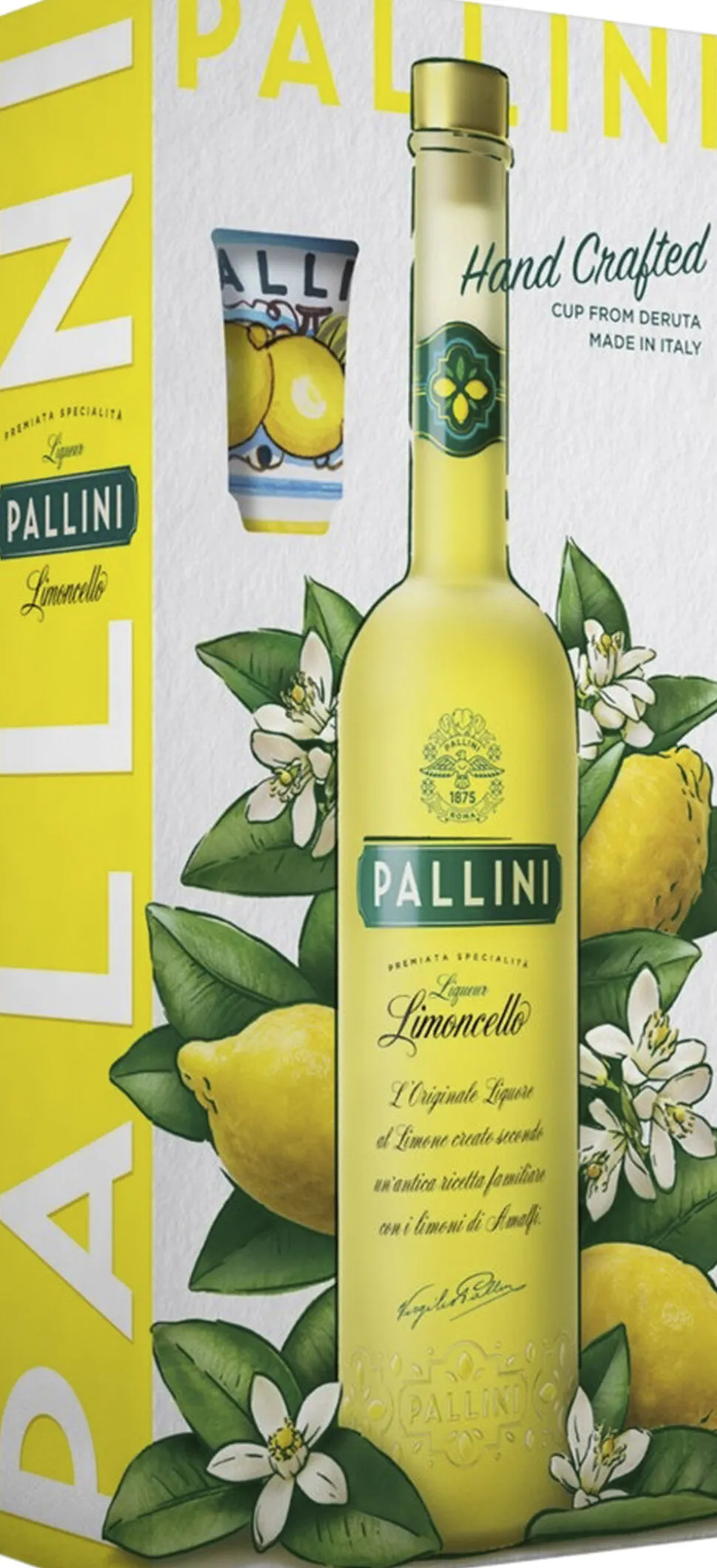Pallini Limoncello med Håndlavet Keramikkop
