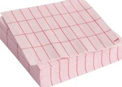 Pattern Napkins-Set of 20 Cocktail-Light pink and red grid