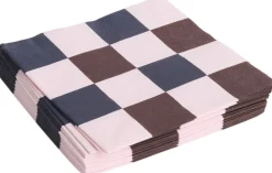 Pattern Napkins-Set of 20 Dinner-Light pink, bordeaux and black M chec