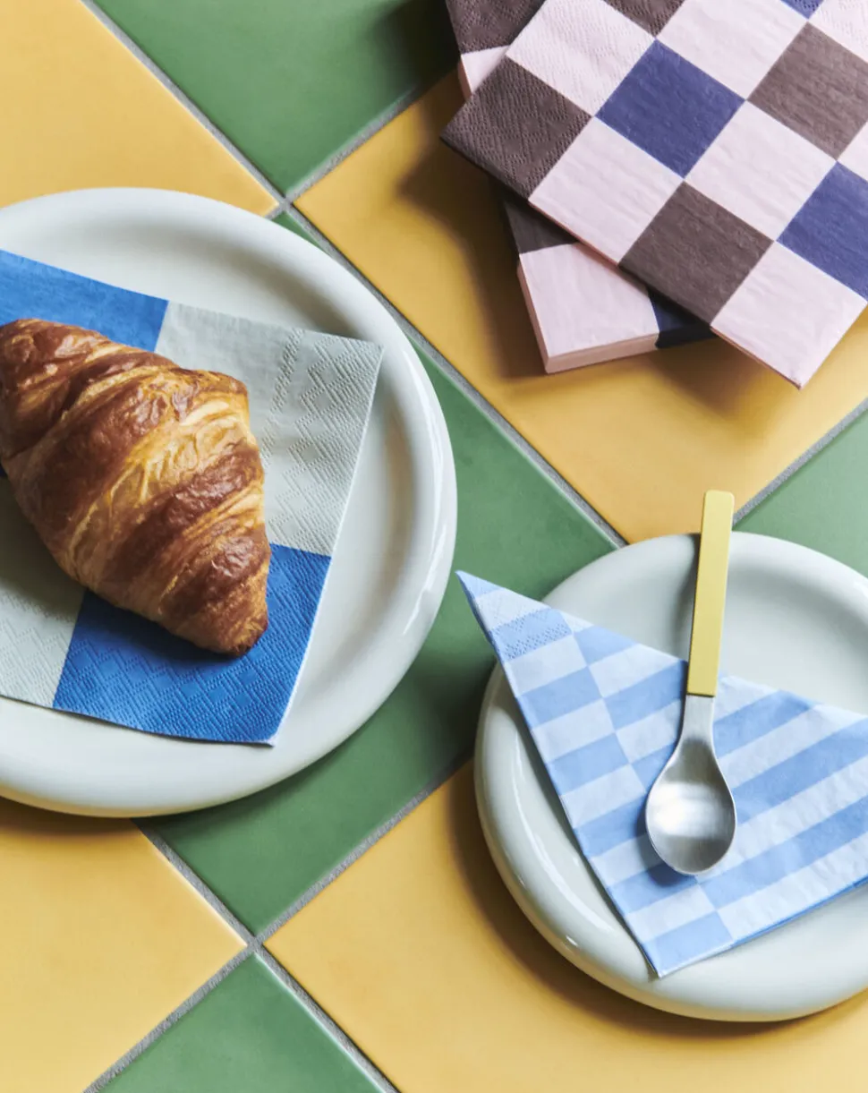 Pattern Napkins-Set of 20 Dinner-Light pink, bordeaux and black M chec