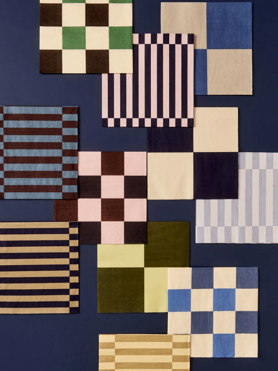 Pattern Napkins-Set of 20 Dinner-Light pink, bordeaux and black M chec