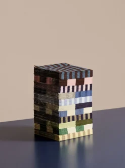 Pattern Napkins-Set of 20 Lunch-Anthracite and bordeaux pillar stripe