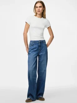 PCSILKE MW WIDE JEANS MB NOOS