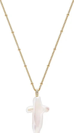 Pearl Cross Chain Necklace