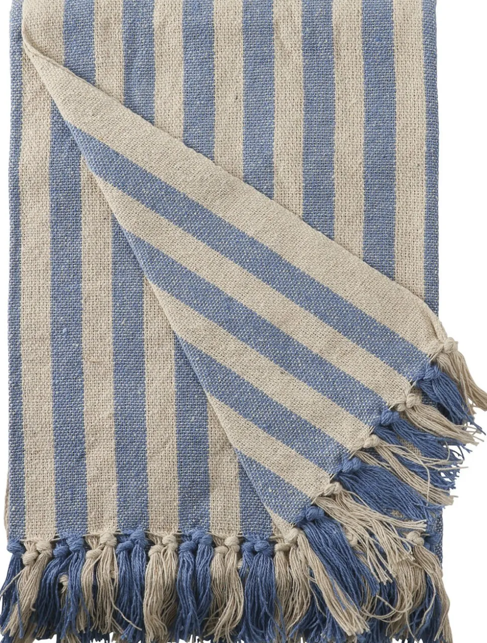 Plaid, Stribet-Lys Royal/Natur, 130x180 cm