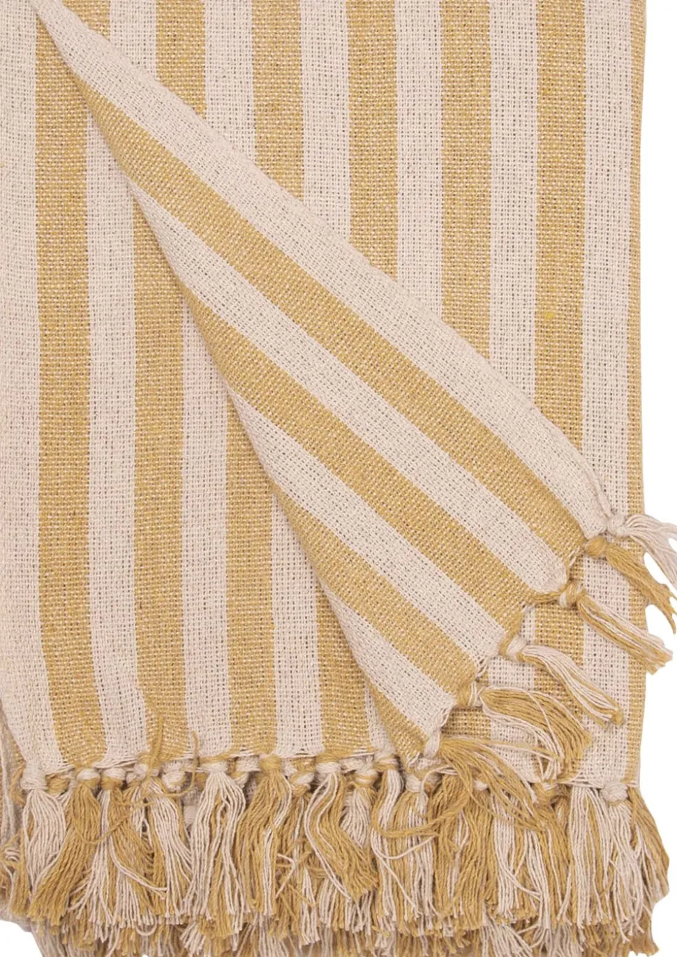 Plaid, Stribet-Sennep/Naturlig, 130x180 cm