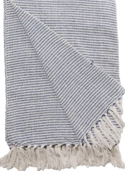 Plaid, Vævet-Royal Blå/Natur, 130x180 cm