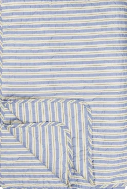 Quilt blå m/hvide og brune striber