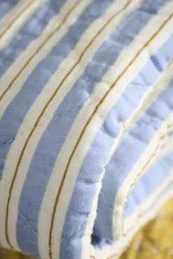 Quilt blå m/hvide og brune striber