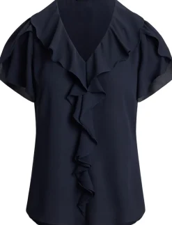 Ruffle-Trim Georgette Blouse