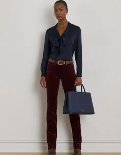 Satin Charmeuse Tie-Neck Blouse