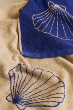 Shell Beach Towel - Sand/Cartel Blue