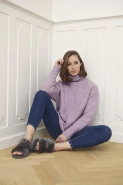 Slippers Straps (of 100% New Zealand Sheepskin) Dark Grey