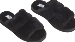 Slippers Straps (of 100% New Zealand Sheepskin) Black