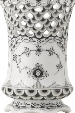 Sort Musselmalet Helblonde Vase, 11 cm