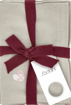 Stofservietter Christmas Hearts Embroidery 4 stk. Rose