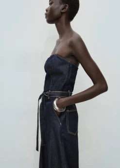 Strapless denim jumpsuit