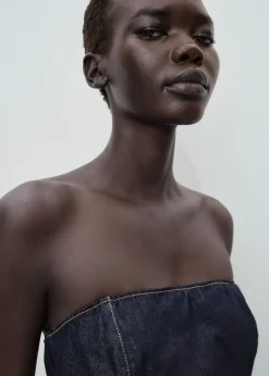 Strapless denim jumpsuit