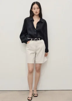 Striped denim shorts