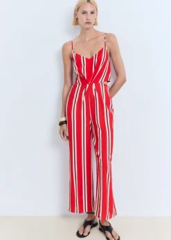 Striped jumpsuit with cut-out