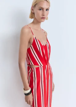 Striped jumpsuit with cut-out