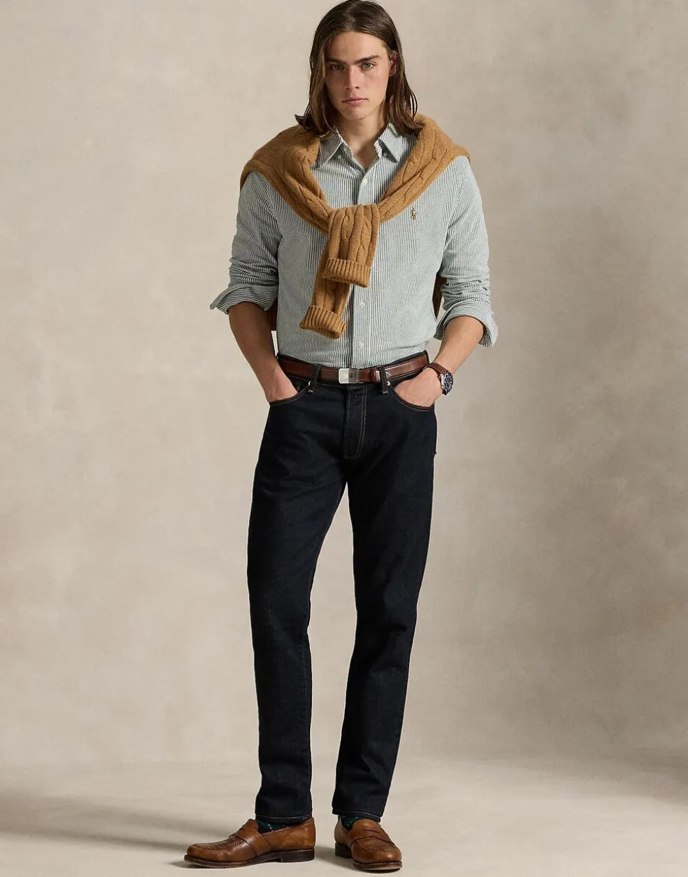 Striped Knit Oxford Shirt