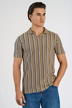 Striped piqué polo shirt S/S