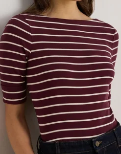 Striped Stretch Cotton Boatneck Tee