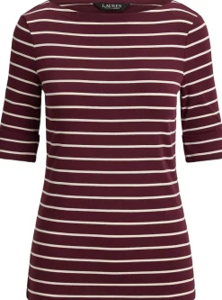 Striped Stretch Cotton Boatneck Tee