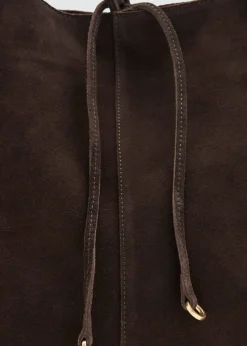 Suede leather shopper bag