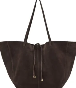Suede leather shopper bag