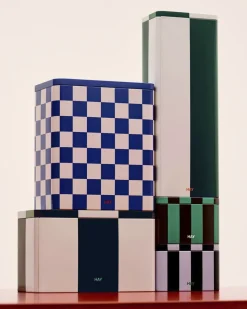 Tin Container-Large-Blue and off-wh