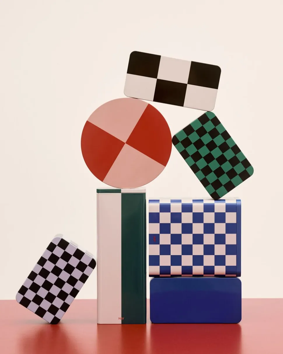 Tin Container-Large-Blue and off-wh