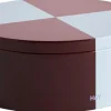 Tin Container-Round-Burgundy and ice blue