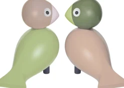 Turtelduer H9 cm lys grøn/rosa 1 par