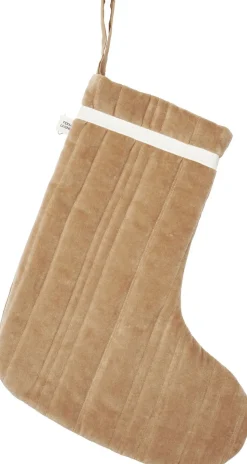 Vari Quilted Christmas Stocking - Velvet - Tan