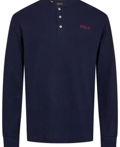 Waffle-Knit Henley Sleep Shirt