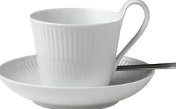 White Fluted Cup and Saucer 24cl