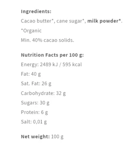 White Organic 40% 100 g økologisk