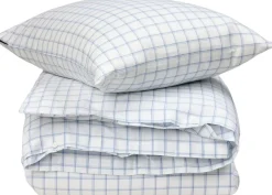 White/Blue Check Lyocell/Cotton Oxford Bed Set