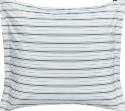 White/Eucalyptus Striped Cotton Poplin Bed Set