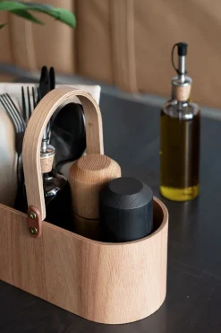 Wood Tray Caddy, Oak, 12x23x10 cm