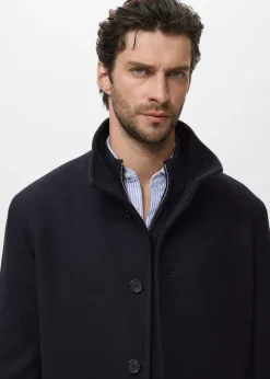 Wool funnel neck coat