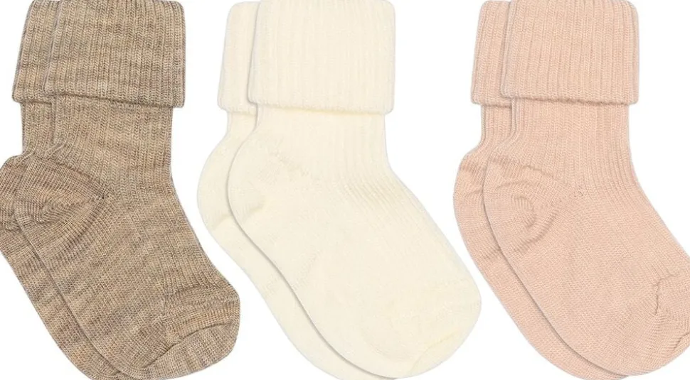 Wool rib baby socks - 3-pack