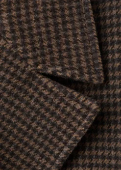 Wool-blend micro-houndstooth coat