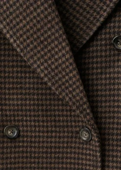 Wool-blend micro-houndstooth coat