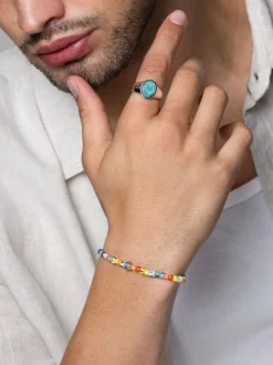 Wristband with Assorted Vintage Trifocal Beads and Silver